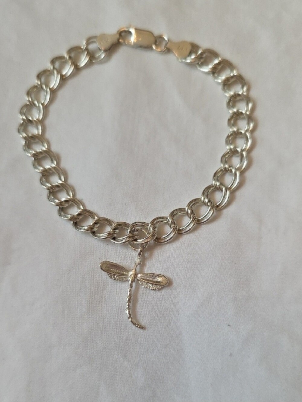 Sterling Silver Charm Bracelet With Dragonfly Charm
